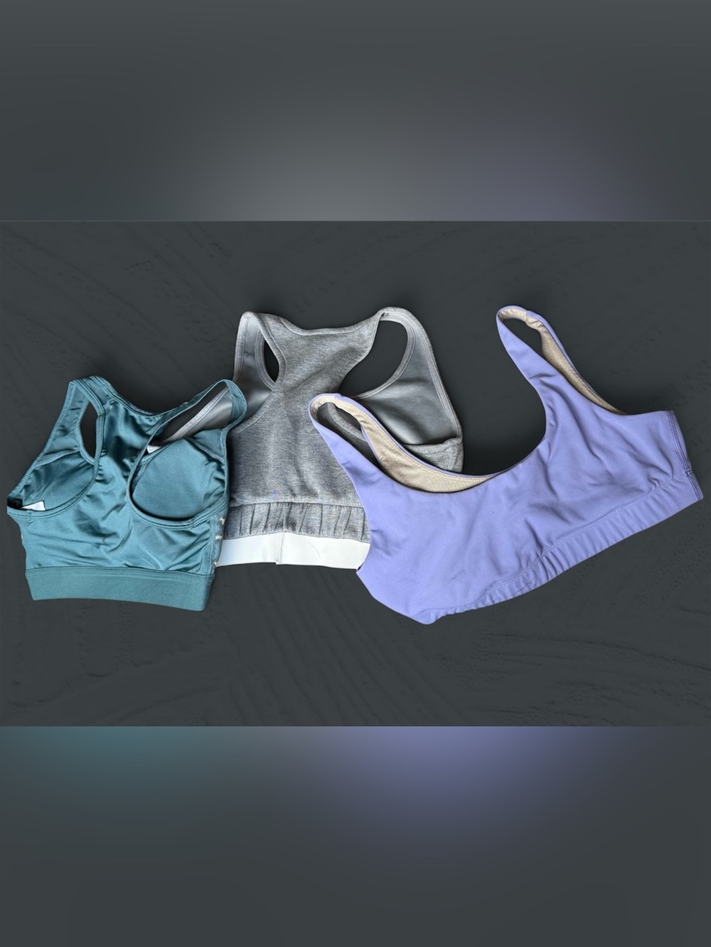 Vuori, SPANX, Ziya Sports Bra Trio in Gray, Lilac and Teal - Picture 2 of 2